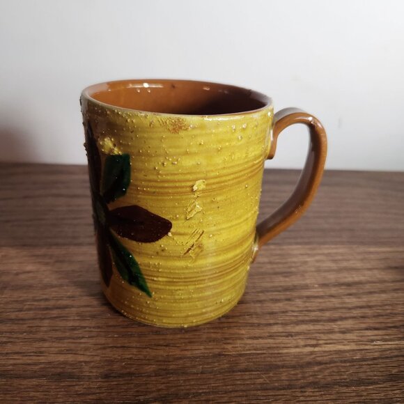 Vintage MCM Italian Bitossi style Hand-Painted Ceramic Mug With Floral & Geometr - Picture 8 of 9